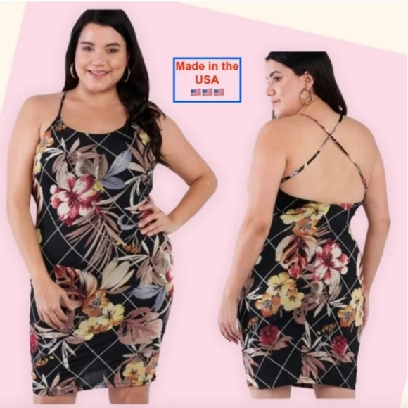 Jr Plus Size Spaghetti Strap Floral Mini Dress –Sizes 1x-3x Avail - Picture 7 of 9